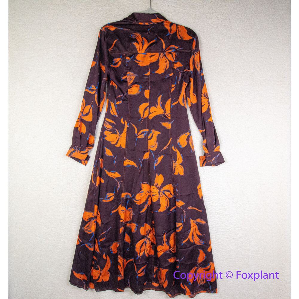 New! Anthropologie Exquise Long-Sleeve Satin Shirtdress, size S - Picture 11 of 15